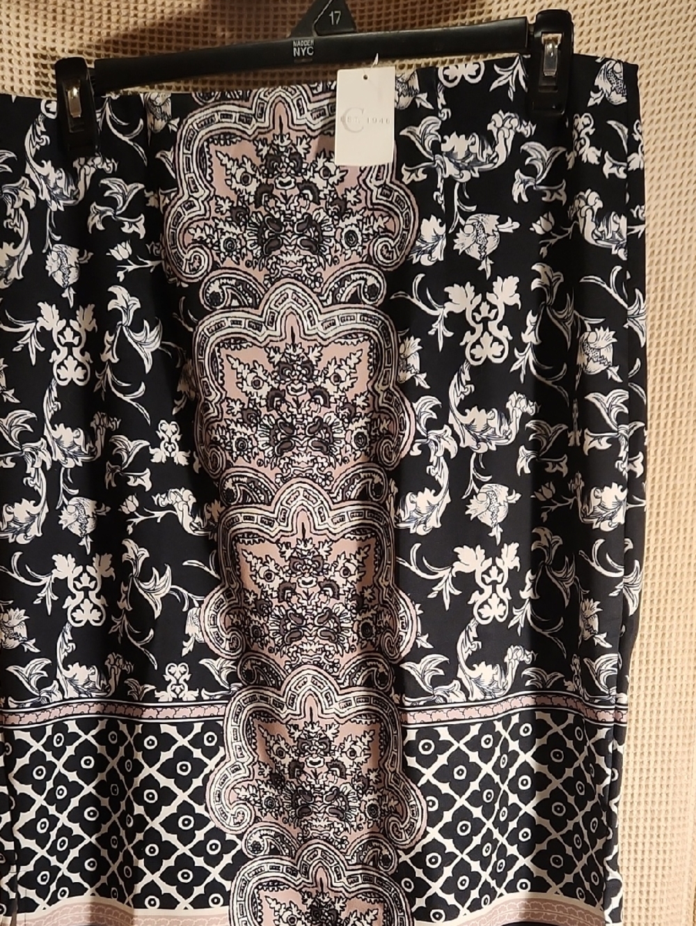 Cato Black and Cream Pencil Skirt - Patterned